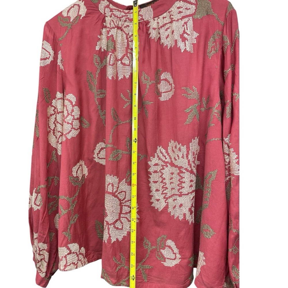 Anthropologie Payal Pratap Rhododendron Cross Stitch Embroidered Blouse - 18W - Picture 3 of 10